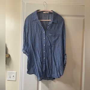 Grand & Greene Blue Geometric button up